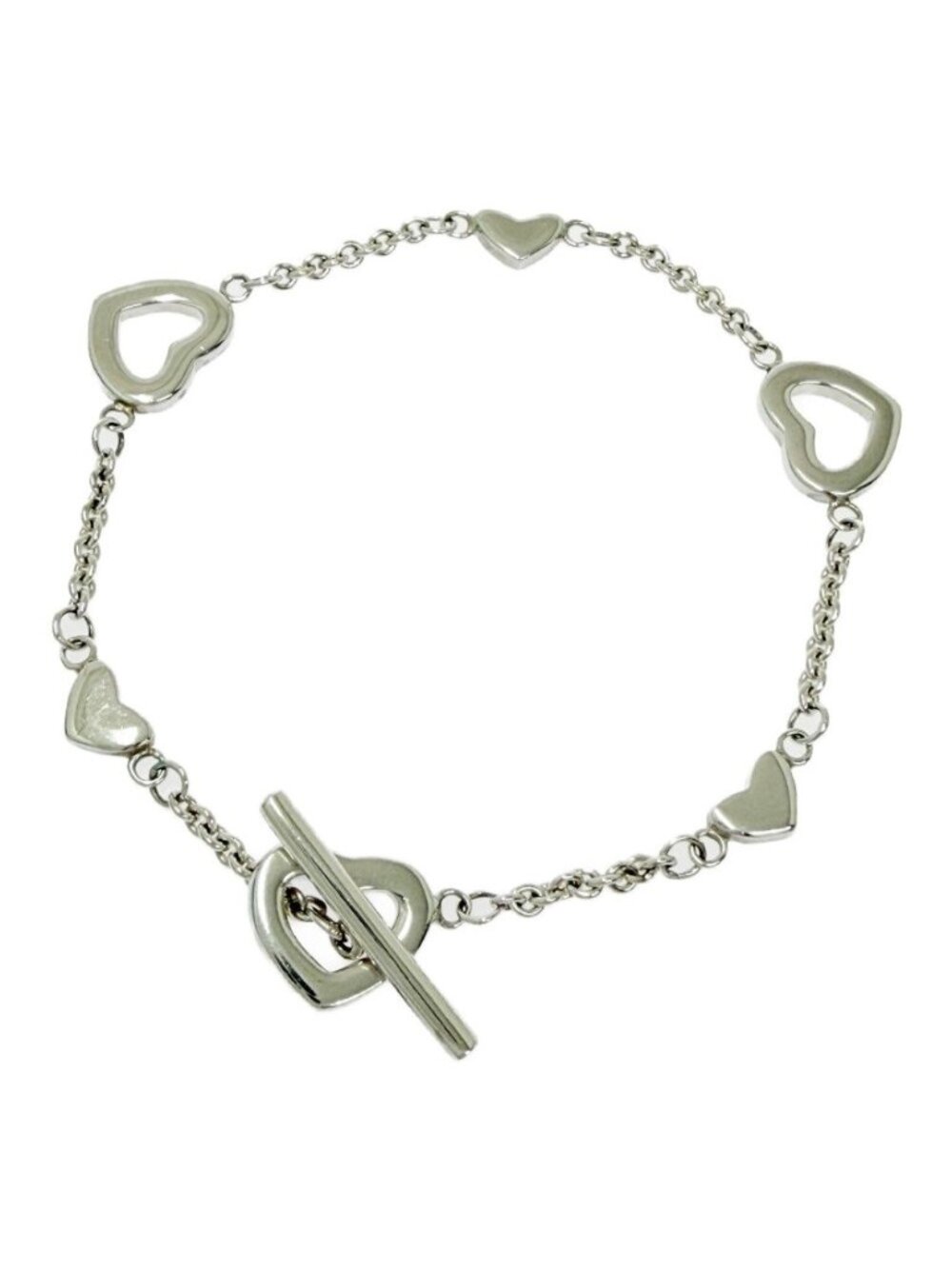 Tiffany & Co Silver Heart Link Lariat Bracelet